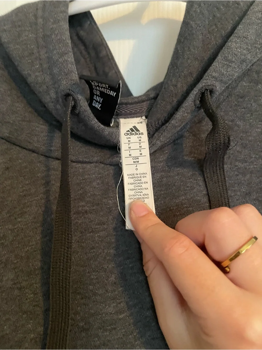 adidas Men’s Charcoal Gray Pullover Hoodie